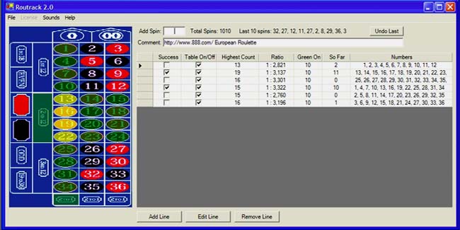 Routrack - Roulette Tracking Software System screen shot